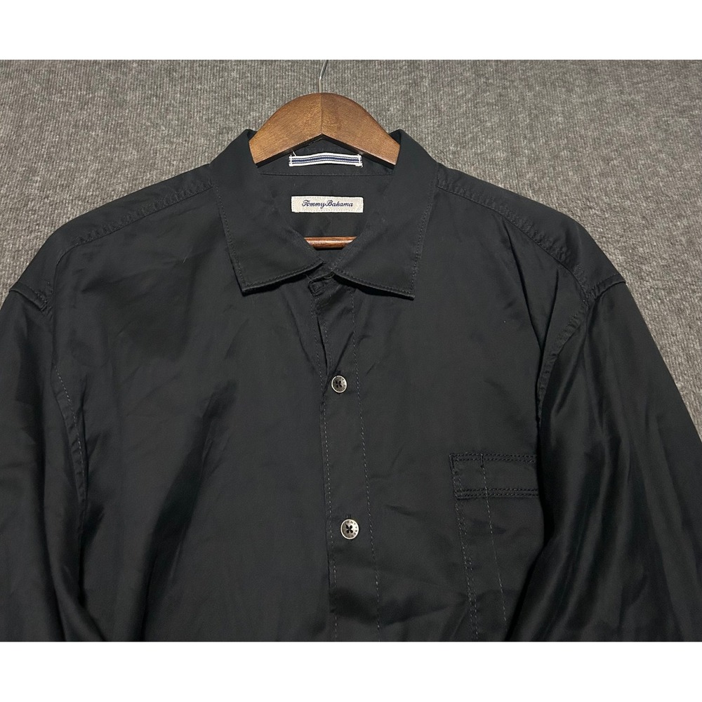 Tommy bahama button up shirt long sleeve black mens size 2XL cotton tencel